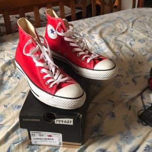Converse Red Hi-top Size 8.5 men or 10.5 women